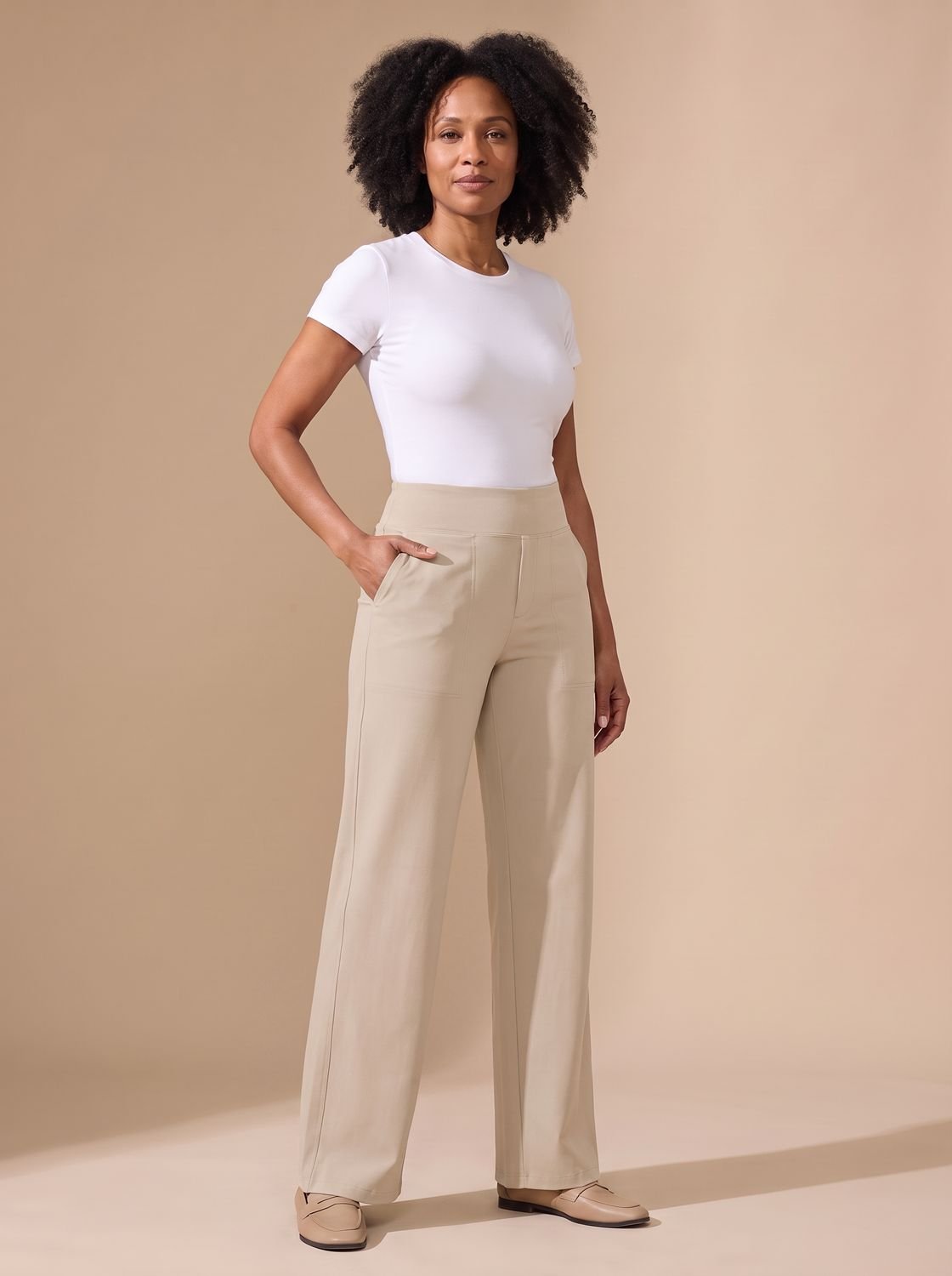 Lavisa - Womens High Waist Wide Leg Stretch Pants