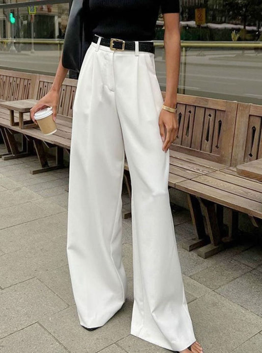 Lavisa - Womens High Waisted Wide Leg Tailored Trousers