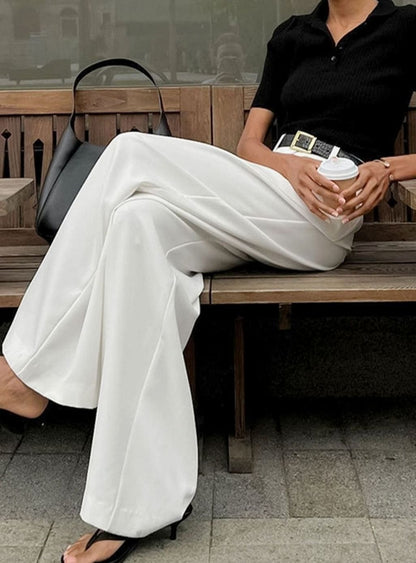 Lavisa - Womens High Waisted Wide Leg Tailored Trousers