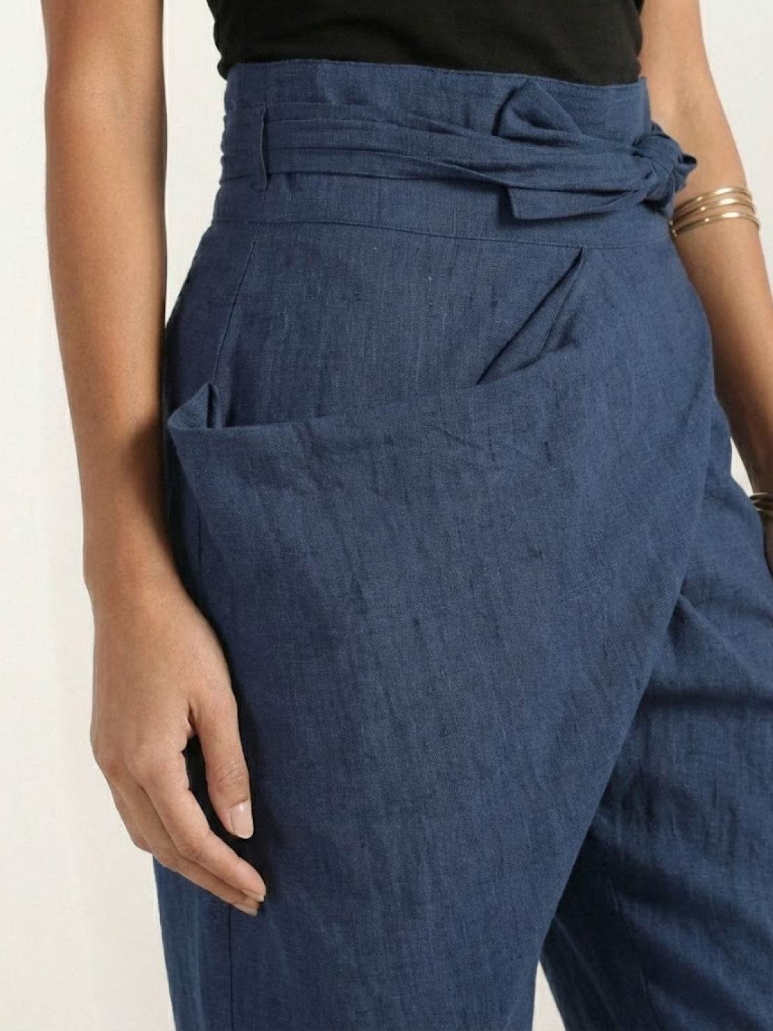 Women's High-Waist Wrap-Front Cropped Tapered Trousers - Variant Style 14 | Lavisa