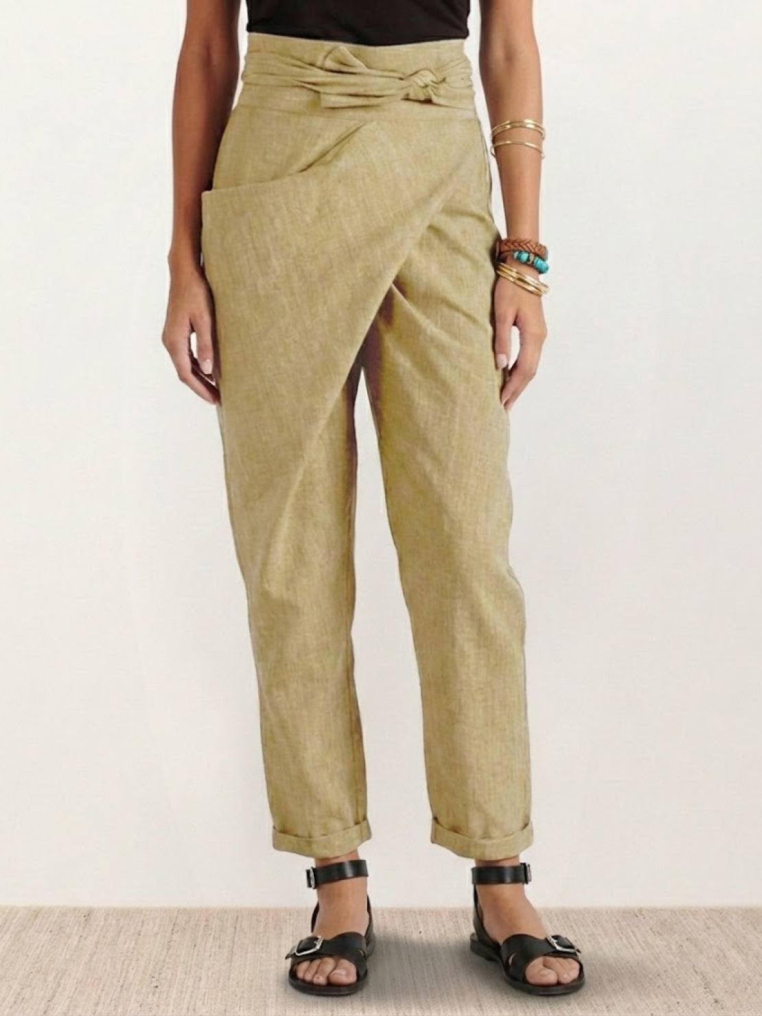 Women's High-Waist Wrap-Front Cropped Tapered Trousers - Variant Style 16 | Lavisa