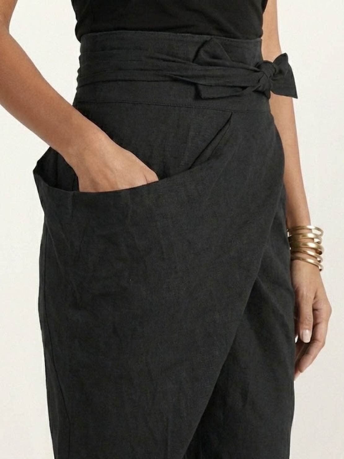 Women's High-Waist Wrap-Front Cropped Tapered Trousers - Variant Style 24 | Lavisa