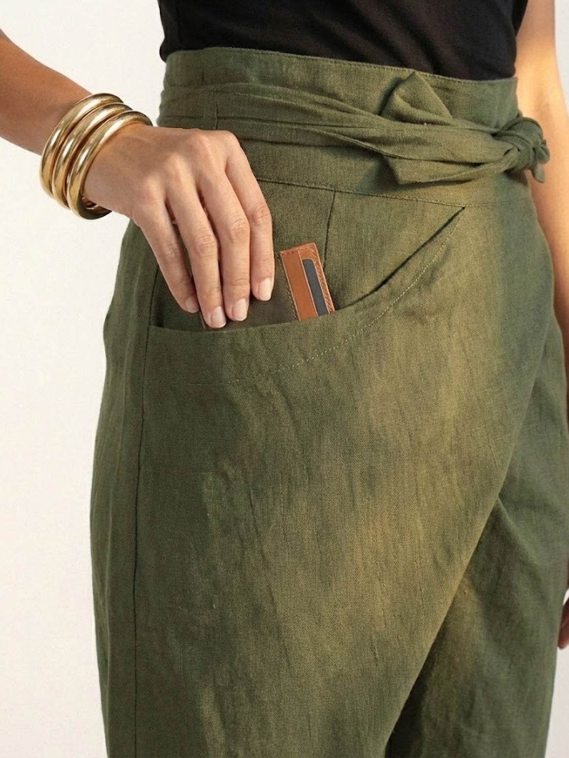 Women's High-Waist Wrap-Front Cropped Tapered Trousers - Variant Style 9 | Lavisa