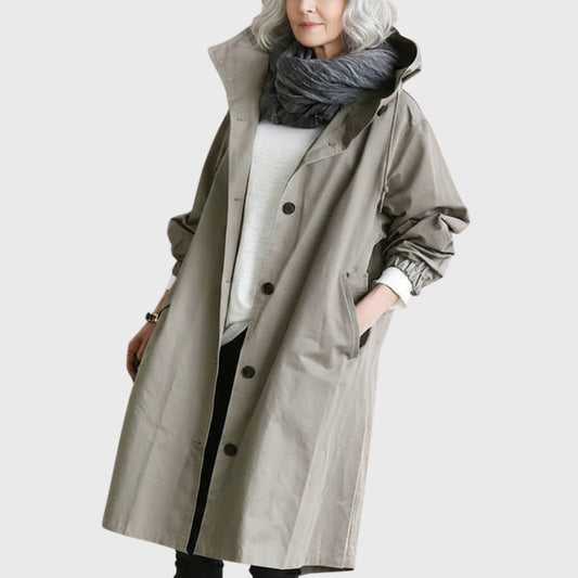 Lavisa - Women's Hooded Water-Repellent Oversized Long Trench Coat