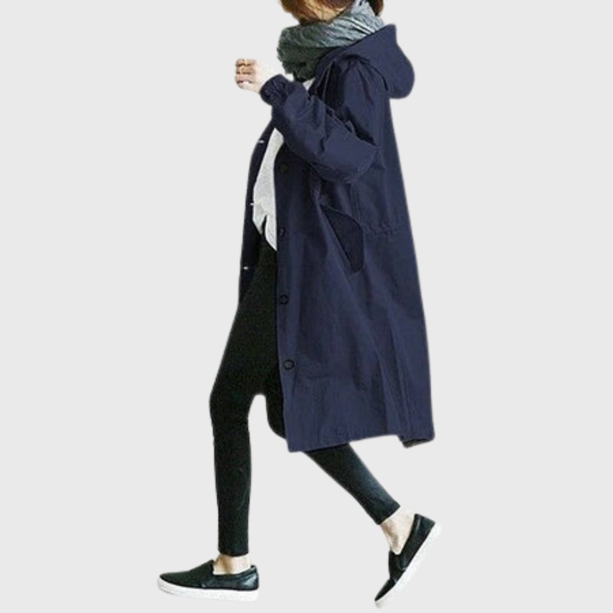 Women's Hooded Water-Repellent Oversized Long Trench Coat - Sole & Material View | Lavisa