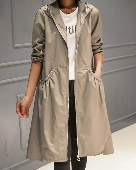 Lavisa - Women's Hooded Waterproof Longline Trench Coat