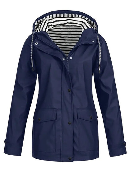 Women's Hooded Waterproof Raincoat - Close-Up Texture & Detail | Lavisa