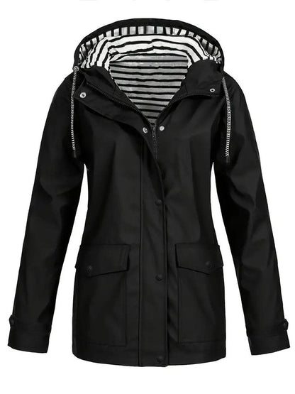Women's Hooded Waterproof Raincoat - Lifestyle & Model Angle | Lavisa