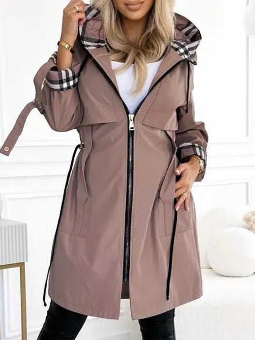 Lavisa - Women's Hooded Waterproof Windproof Zip Trench Coat