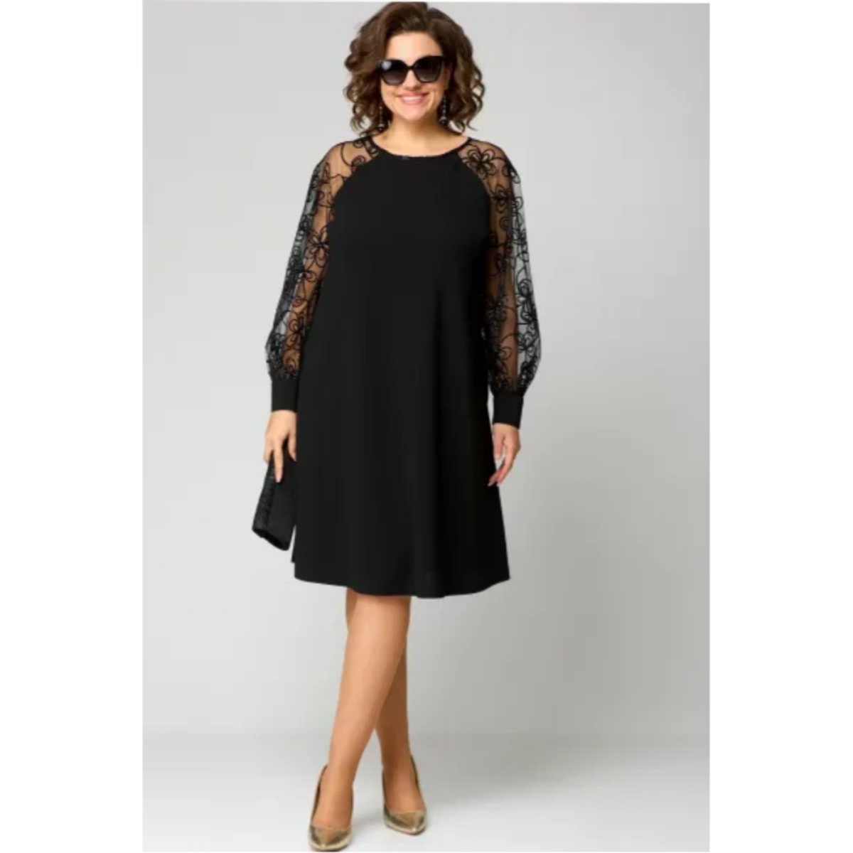 Women's Lace Sleeve A-Line Midi Formal Dresses - Side Angle | Lavisa