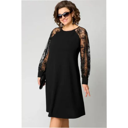 Women's Lace Sleeve A-Line Midi Formal Dresses - Close-Up Texture & Detail | Lavisa