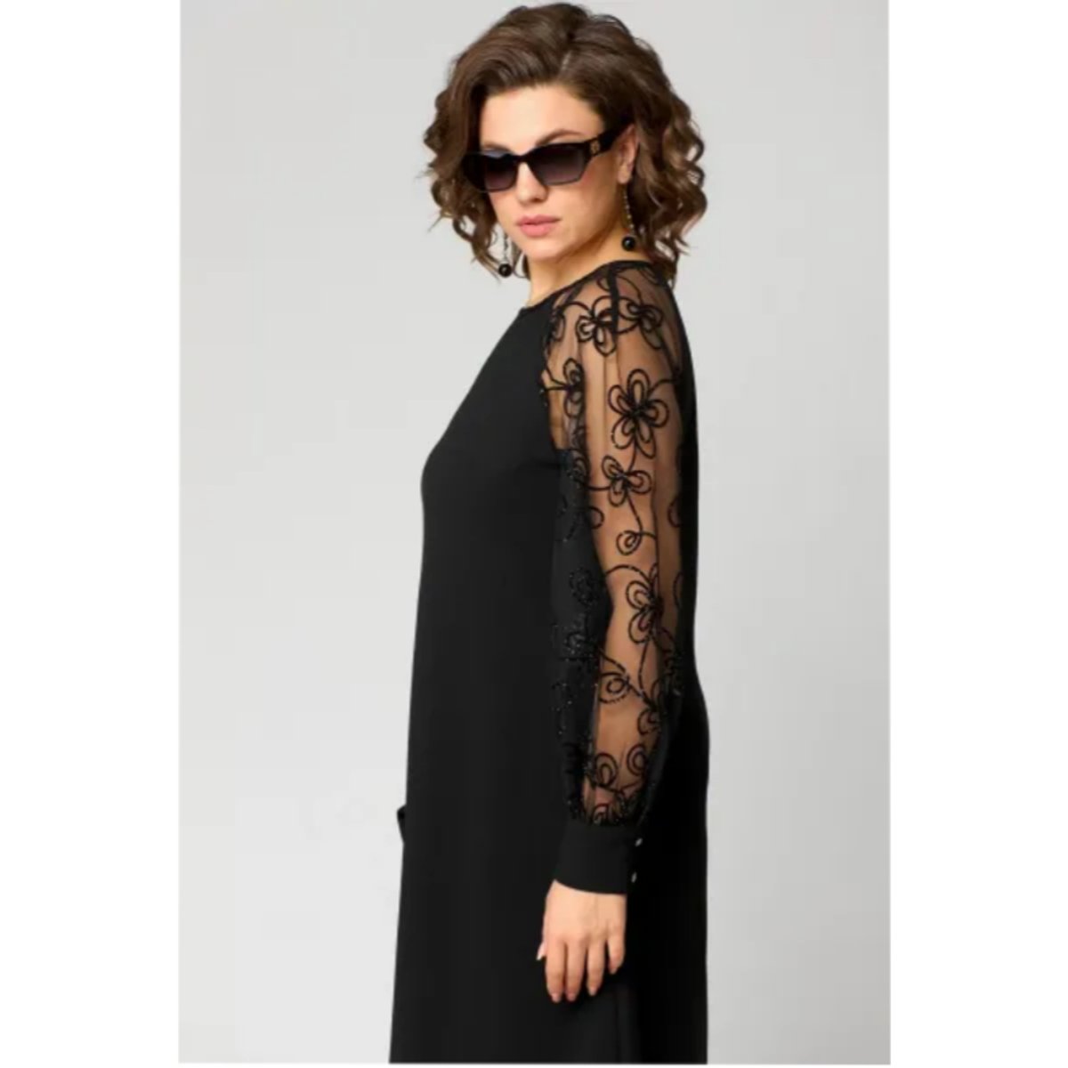 Women's Lace Sleeve A-Line Midi Formal Dresses - Lifestyle & Model Angle | Lavisa