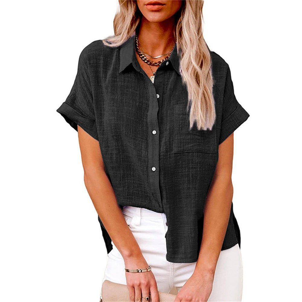 Lavisa - Women's Lightweight Button-Front Shirt Short Sleeve Relaxed Fit