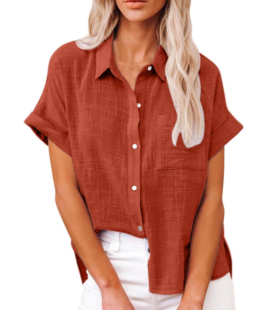 Lavisa - Women's Lightweight Button-Front Shirt Short Sleeve Relaxed Fit