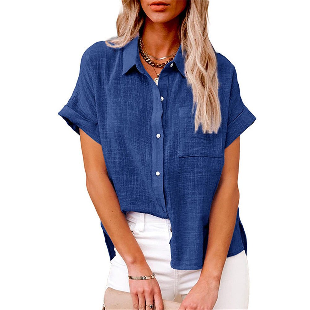 Lavisa - Women's Lightweight Button-Front Shirt Short Sleeve Relaxed Fit