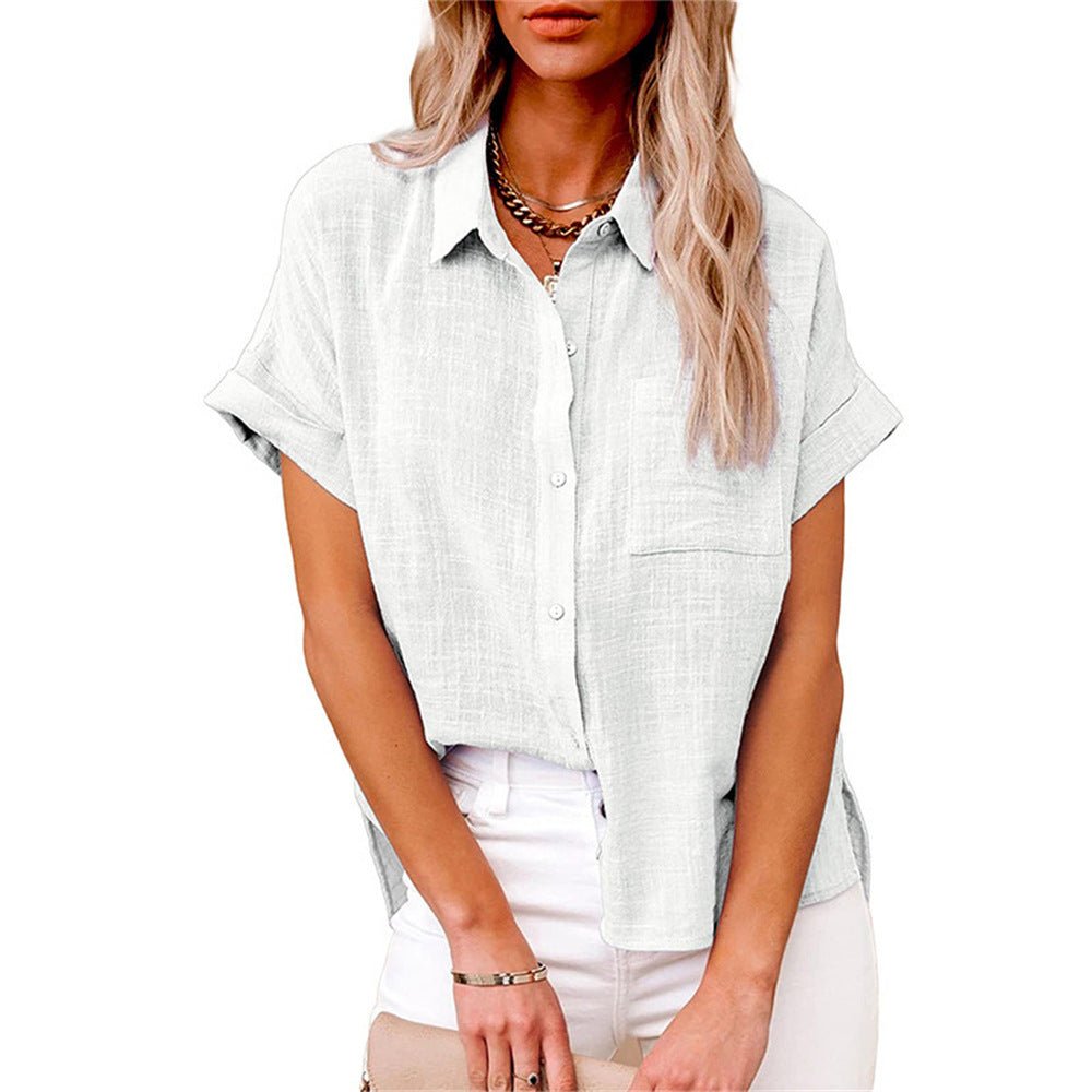 Lavisa - Women's Lightweight Button-Front Shirt Short Sleeve Relaxed Fit