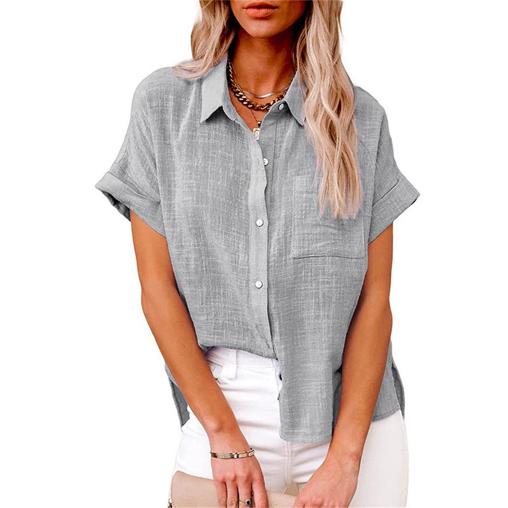 Lavisa - Women's Lightweight Button-Front Shirt Short Sleeve Relaxed Fit
