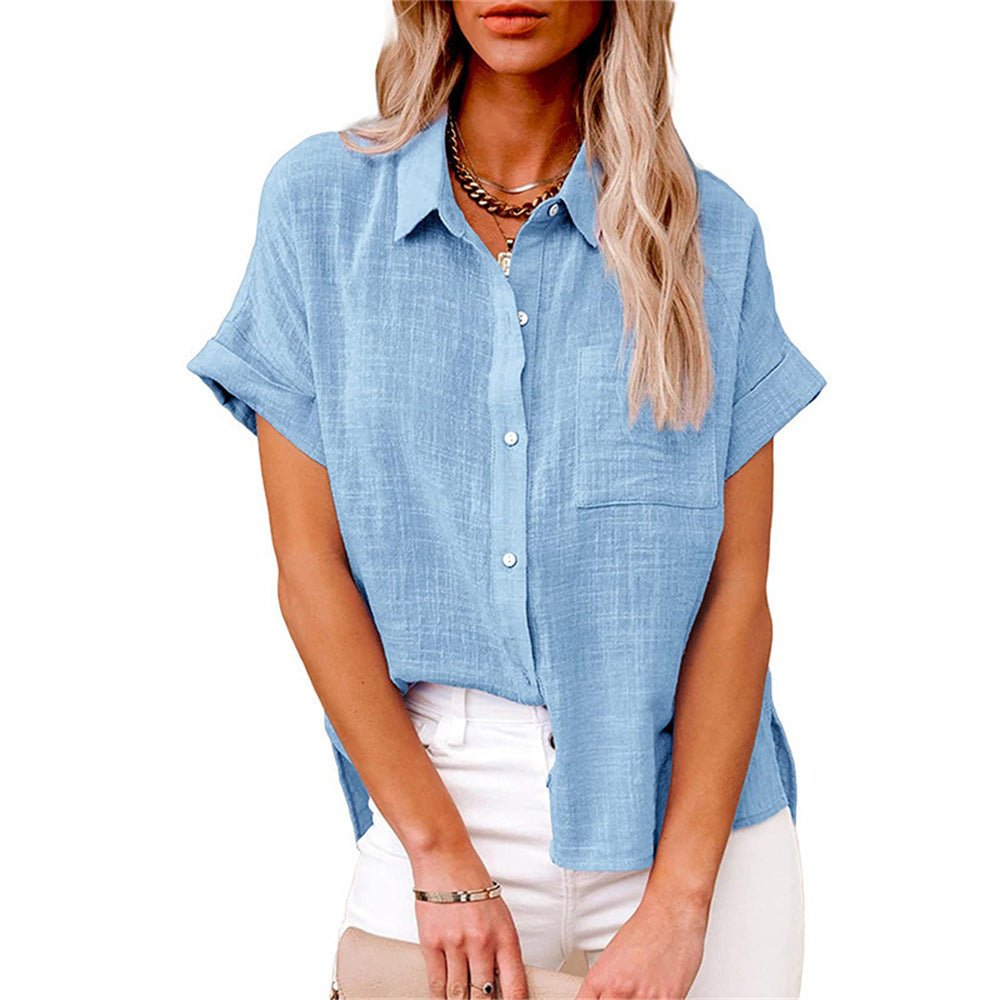 Lavisa - Women's Lightweight Button-Front Shirt Short Sleeve Relaxed Fit