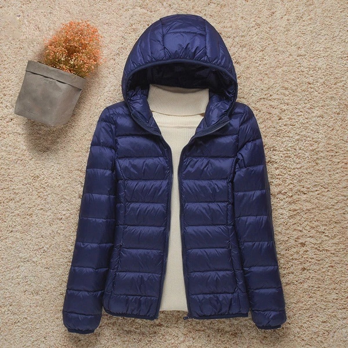 Womens Lightweight Packable Puffer Jacket - Side Angle | Lavisa