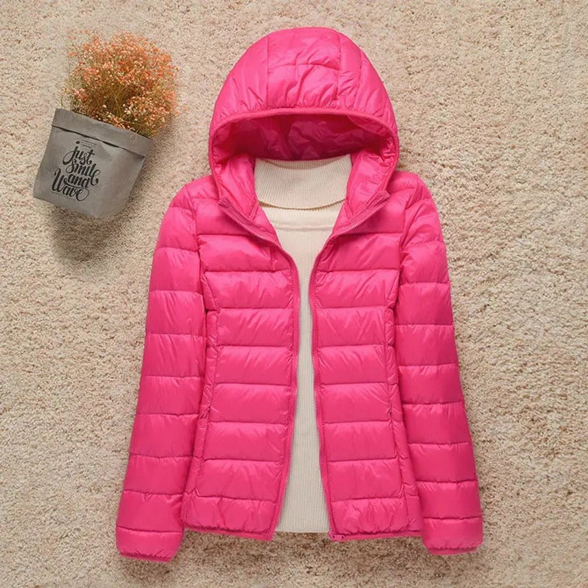 Womens Lightweight Packable Puffer Jacket - Lifestyle & Model Angle | Lavisa