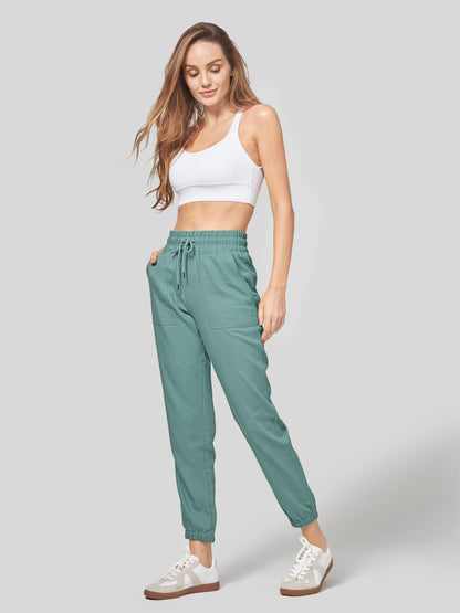 Lavisa - Women's Lightweight Lyocell Linen Joggers - Drawstring