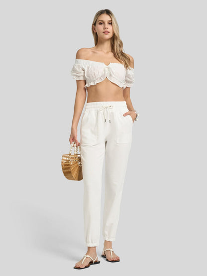Lavisa - Women's Lightweight Lyocell Linen Joggers - Drawstring