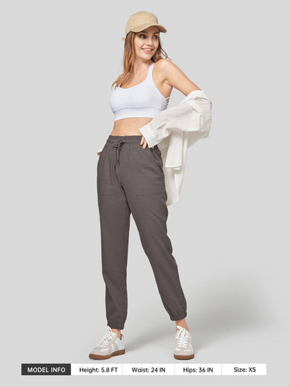 Lavisa - Women's Lightweight Lyocell Linen Joggers - Drawstring