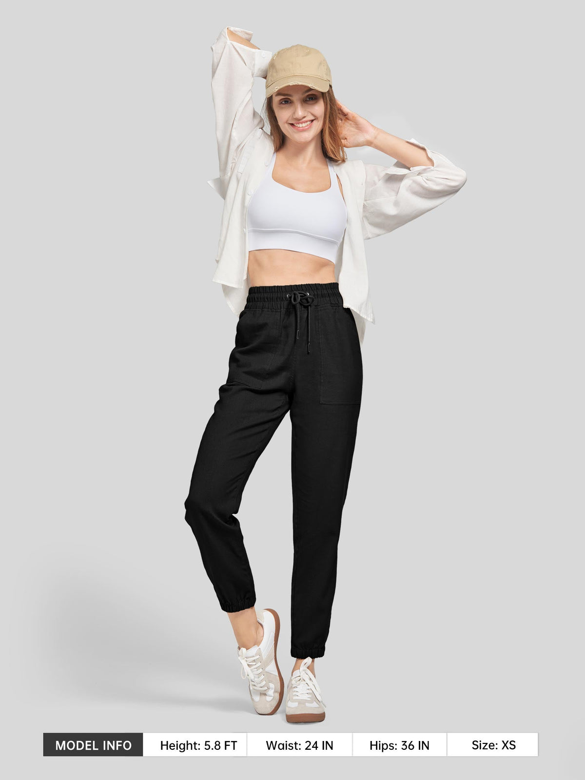 Lavisa - Women's Lightweight Lyocell Linen Joggers - Drawstring