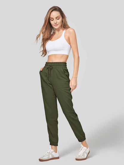 Lavisa - Women's Lightweight Lyocell Linen Joggers - Drawstring