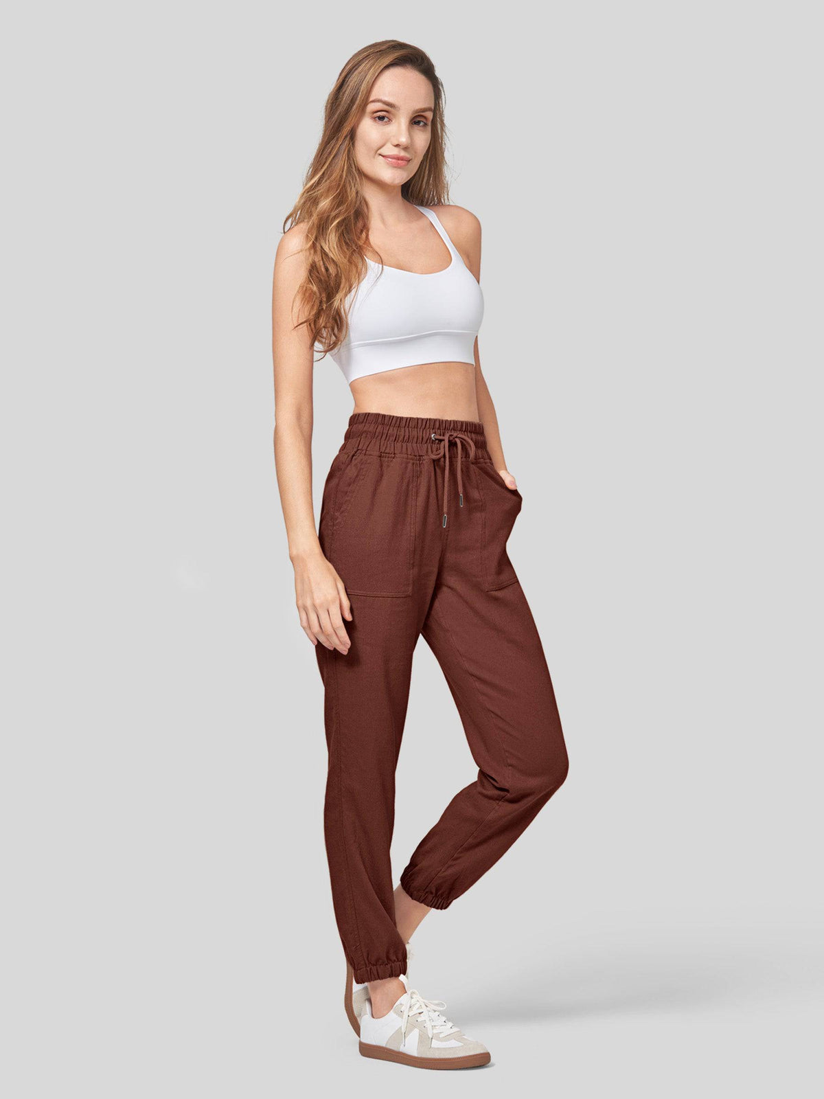 Lavisa - Women's Lightweight Lyocell Linen Joggers - Drawstring