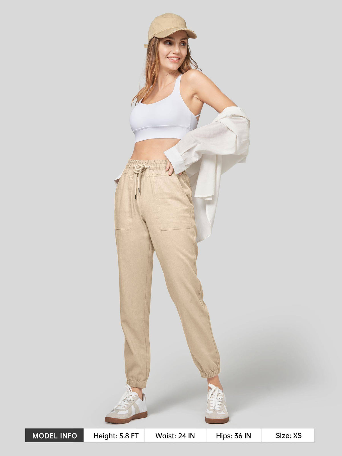 Lavisa - Women's Lightweight Lyocell Linen Joggers - Drawstring