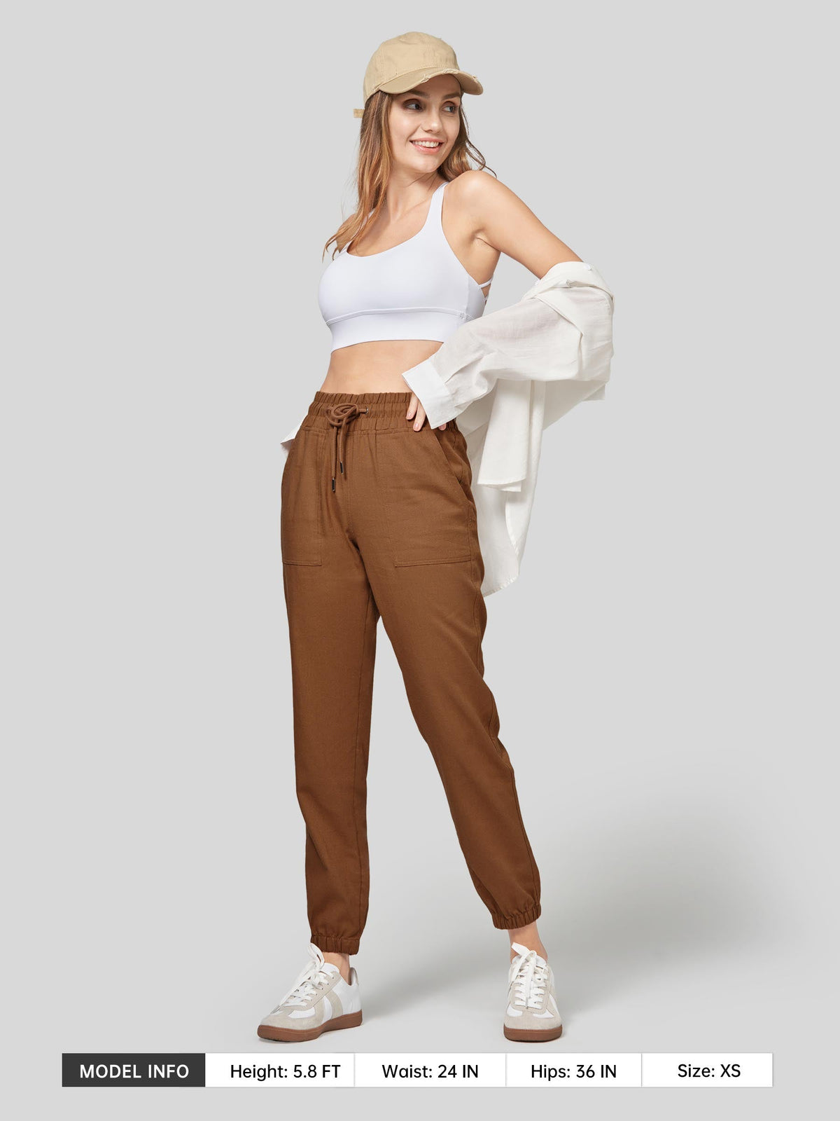 Lavisa - Women's Lightweight Lyocell Linen Joggers - Drawstring