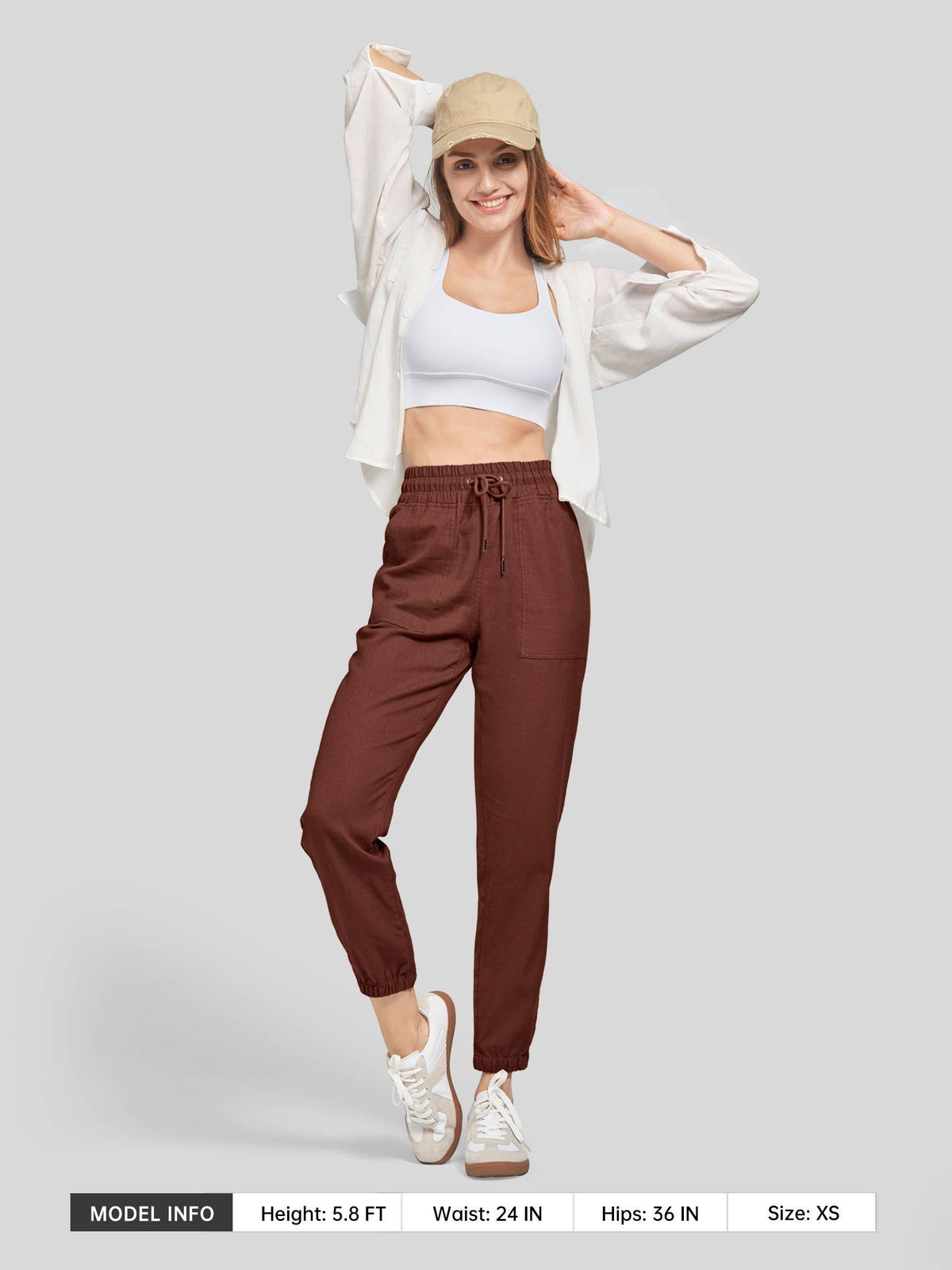 Lavisa - Women's Lightweight Lyocell Linen Joggers - Drawstring