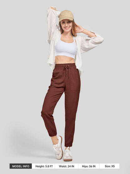 Lavisa - Women's Lightweight Lyocell Linen Joggers - Drawstring