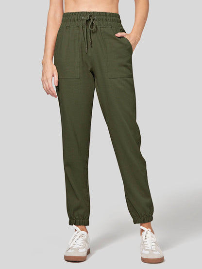 Lavisa - Women's Lightweight Lyocell Linen Joggers - Drawstring