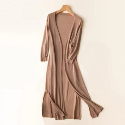 Women's Lightweight Long Open-Front V-Neck Cardigan - Variant Style 11 | Lavisa