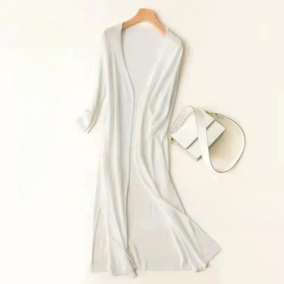 Women's Lightweight Long Open-Front V-Neck Cardigan - Variant Style 12 | Lavisa