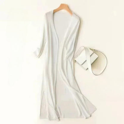 Women's Lightweight Long Open-Front V-Neck Cardigan - Variant Style 12 | Lavisa