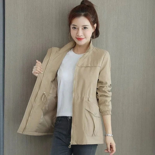 Lavisa - Women's Lightweight Zip-Up Drawstring Transitional Bomber Jacket
