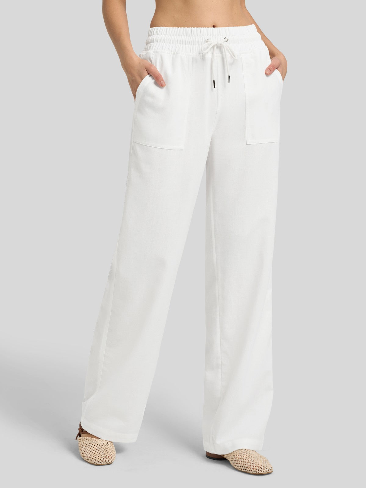 Lavisa - Women's Easy Fit Linen Wide Leg Drawstring Pants
