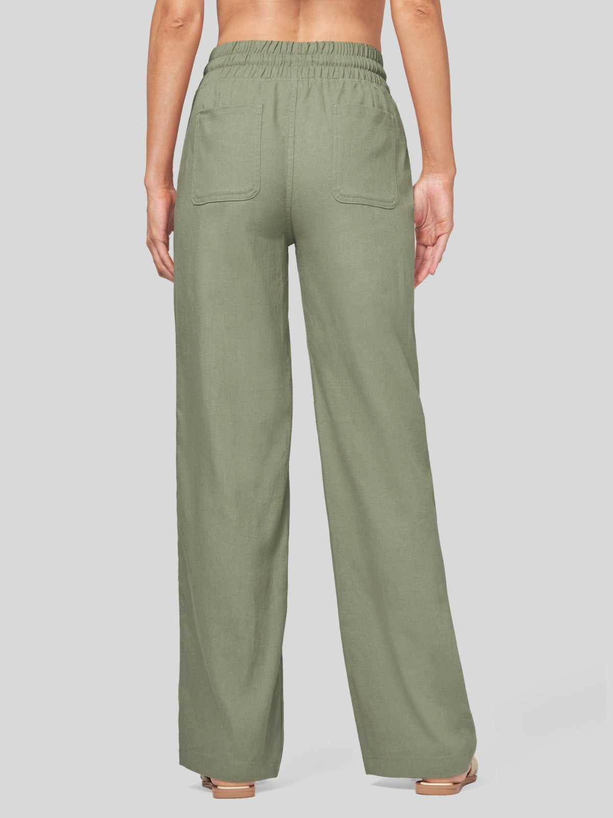 Lavisa - Women's Easy Fit Linen Wide Leg Drawstring Pants