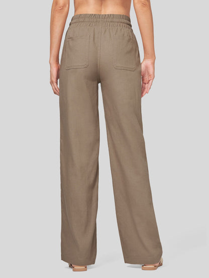 Lavisa - Women's Easy Fit Linen Wide Leg Drawstring Pants