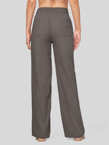 Lavisa - Women's Easy Fit Linen Wide Leg Drawstring Pants
