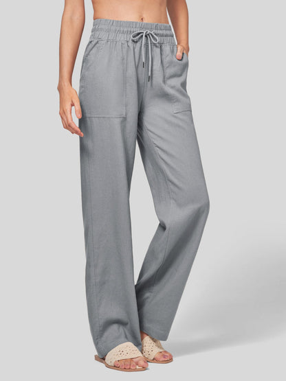 Lavisa - Women's Easy Fit Linen Wide Leg Drawstring Pants
