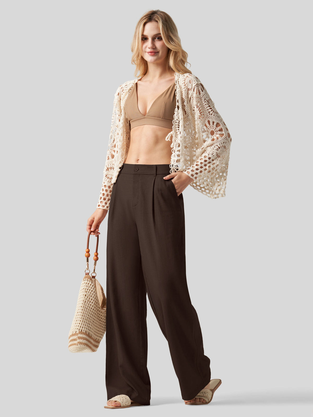 Lavisa - Women's Linen Wide Leg Pants - Flat Front & Comfortable