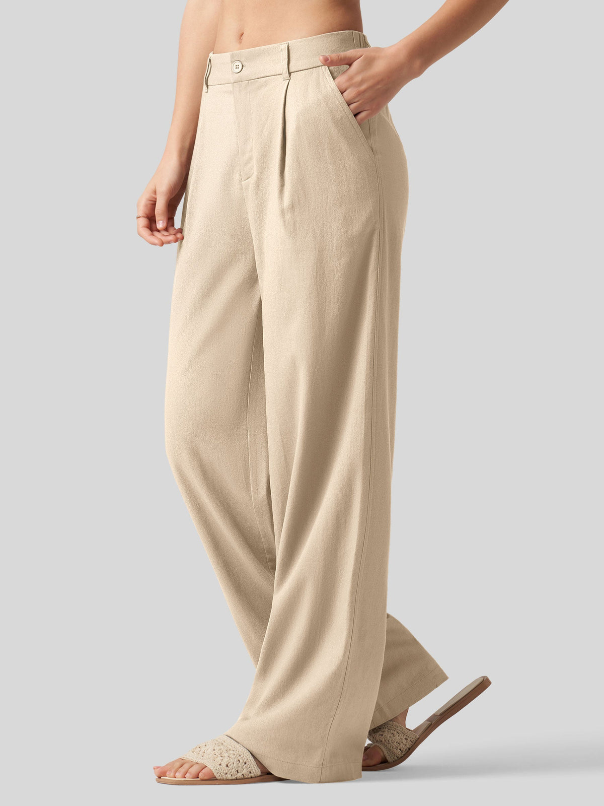 Lavisa - Women's Linen Wide Leg Pants - Flat Front & Comfortable