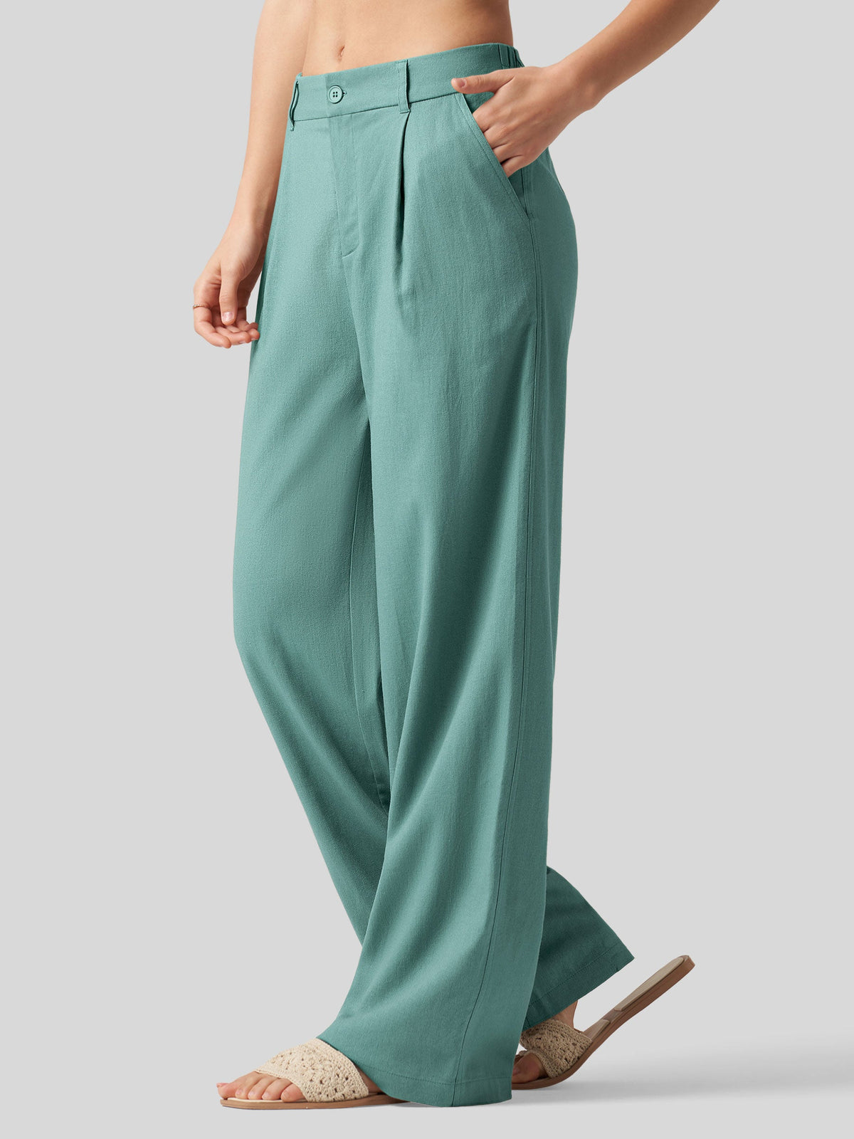 Lavisa - Women's Linen Wide Leg Pants - Flat Front & Comfortable