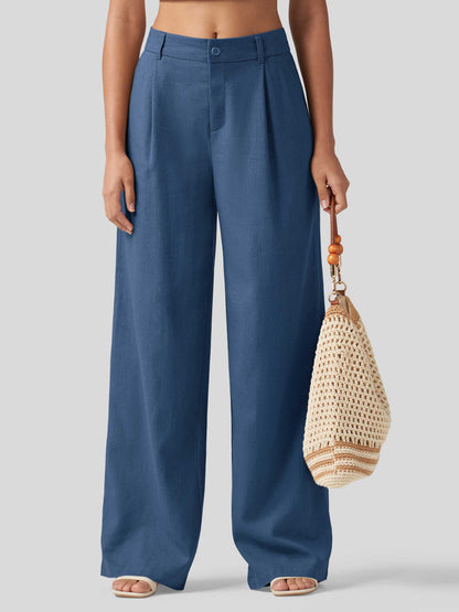 Lavisa - Women's Linen Wide Leg Pants - Flat Front & Comfortable