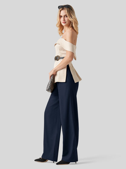 Lavisa - Women's Linen Wide Leg Pants - Flat Front & Comfortable