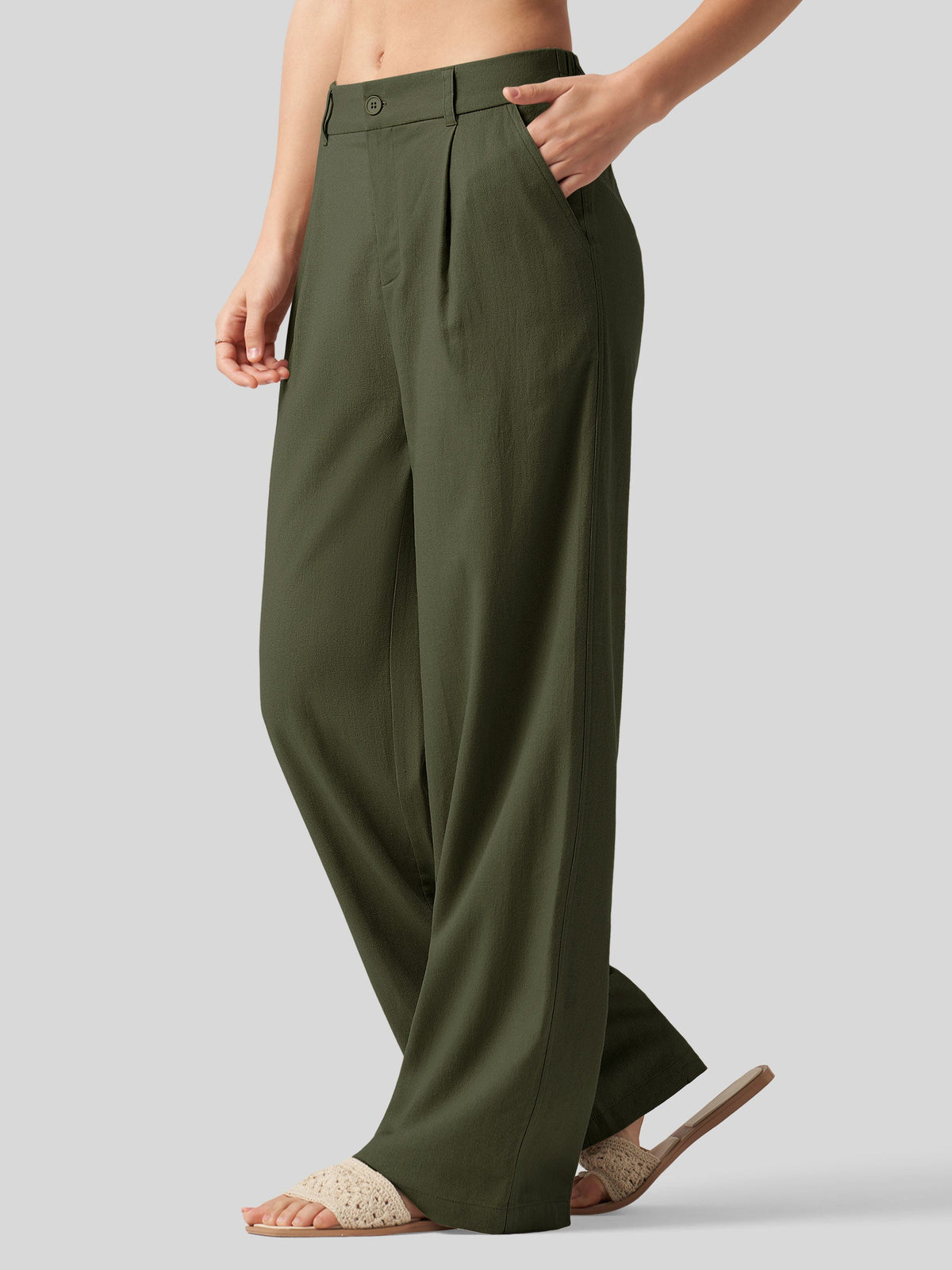 Lavisa - Women's Linen Wide Leg Pants - Flat Front & Comfortable